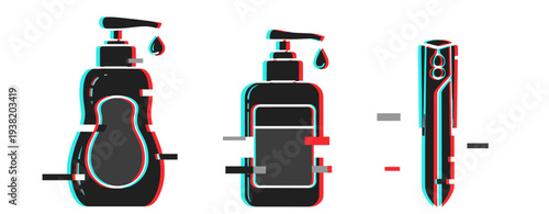 Digital glitch effect on pump bottles and electric toothbrush design