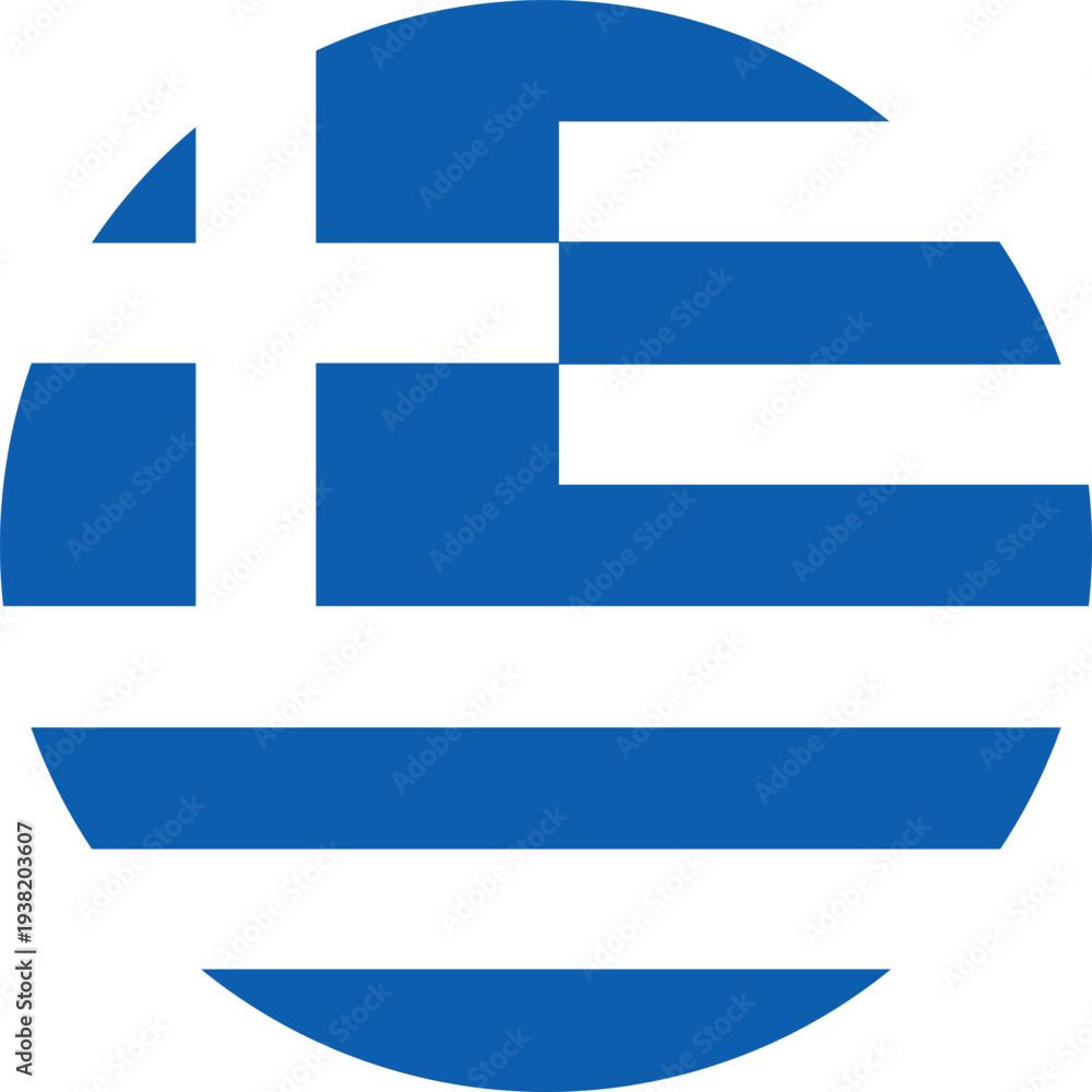 Fototapeta premium Greece circle flag. Greece flag vector. Flag of Greece on white background