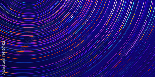 Abstract flowing lines of light in vibrant blue and orange hues