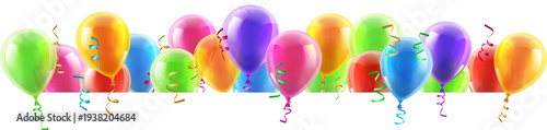 A birthday balloons party balloon frame header colorful baloon border design element