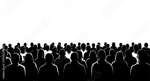 Silhouetted Crowd of People Standing Together.