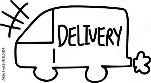 Delivery Truck Icon - Fast Shipping Logistics Transport Symbol Outline