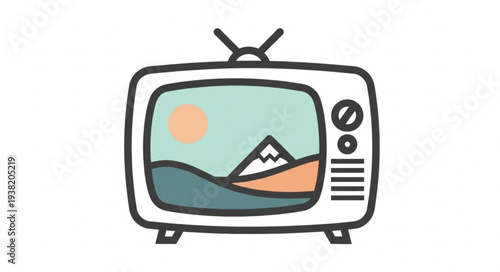 Vintage Television Set with Landscape Display.
