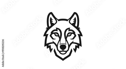 Black and White Wolf Head Illustration.