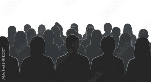 Silhouetted Crowd of People Standing Together.