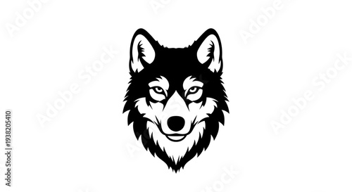 Black and white wolf head portrait.