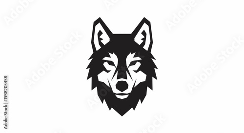 Black and white wolf head portrait.