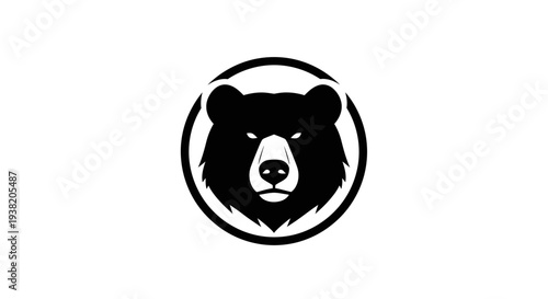Black Bear Head Logo Design Illustration.