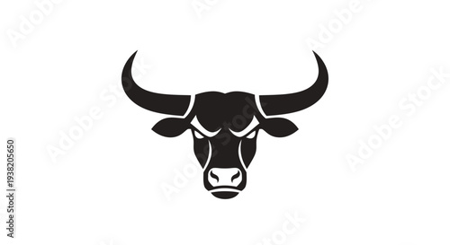Black Bull Head Silhouette with Horns.