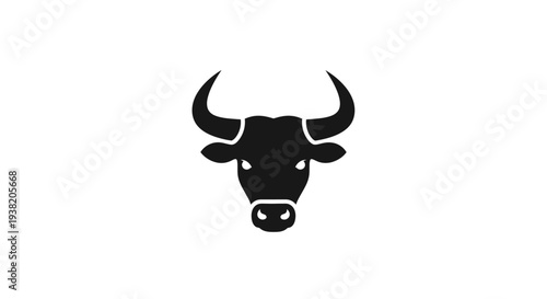 Black Bull Head Silhouette with Horns.