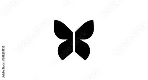 Black Butterfly Silhouette Isolated on White.