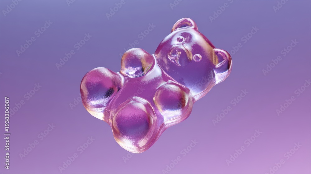 Fototapeta premium Gummy bear floating in a dreamy pastel haze