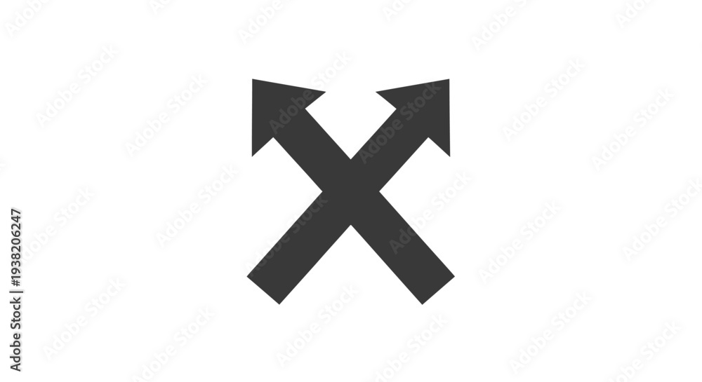 Fototapeta premium Black crossed arrows symbol icon.