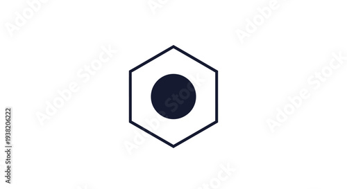 Black circle in hexagon shape.