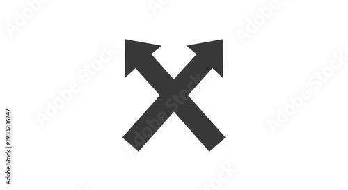 Black crossed arrows symbol icon.