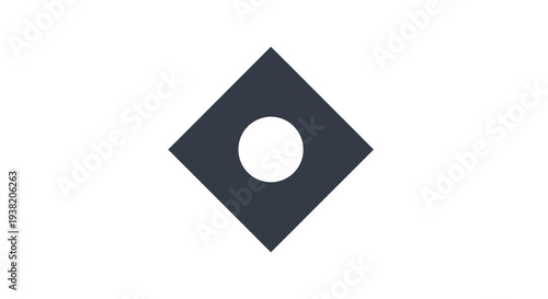 Black diamond shape with circle cutout.