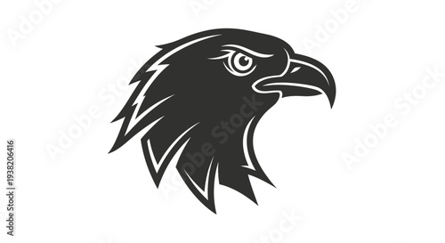 Black Eagle Head Illustration Graphic Design.