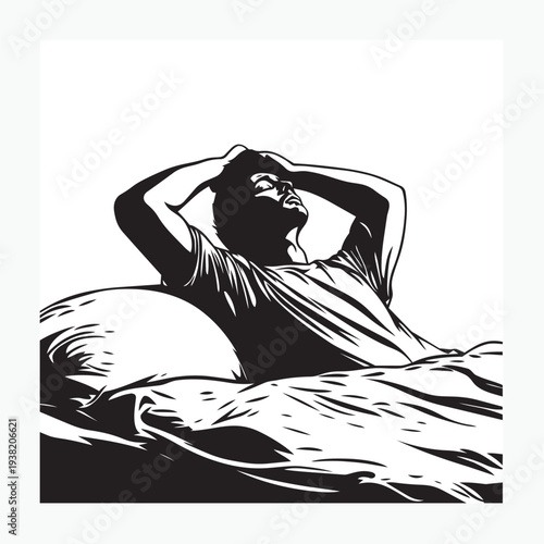 silhouette of a man in bed