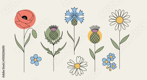 A delightful collection of vibrant flowers and a charming ladybug in full bloom