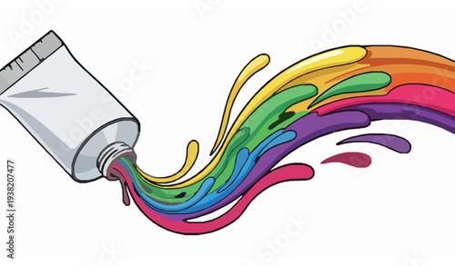 Colorful Artist Paint Squeeze Tube with Vibrant Paint Colors Illustration