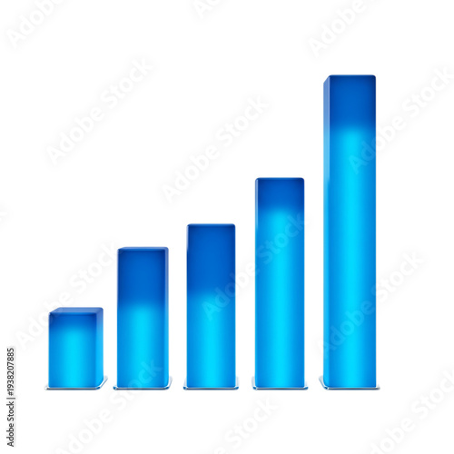 Free Download 3D blue gradient bars increasing in height growth chart data visualization isolated on transparent background - GFXLoad