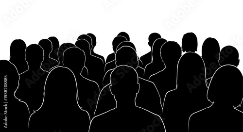 Silhouetted People in a Crowd.