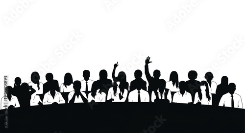 Silhouetted People Celebrating Together.