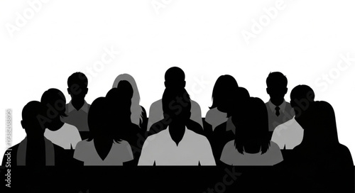 Silhouetted People Gathering Together.