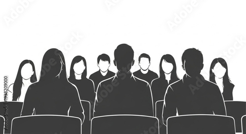 Silhouetted People in Business Meeting.