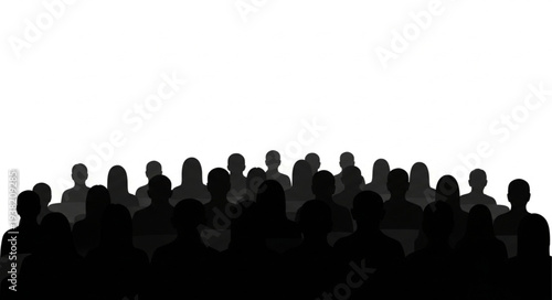 Silhouetted Crowd of People Standing Together.