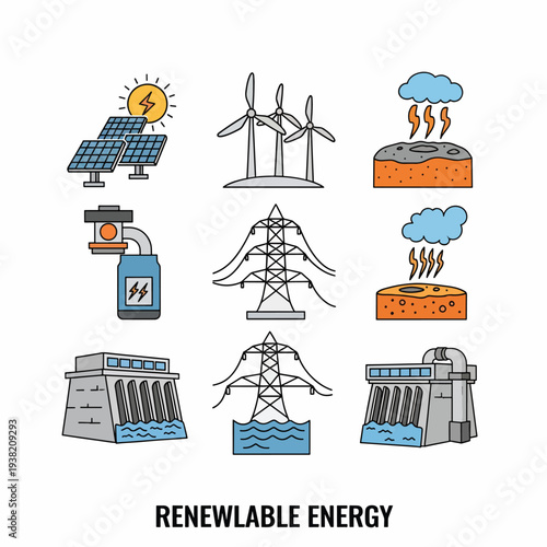 Renewable Energy Sources Icons