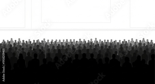 Silhouetted Crowd of People Standing Together.