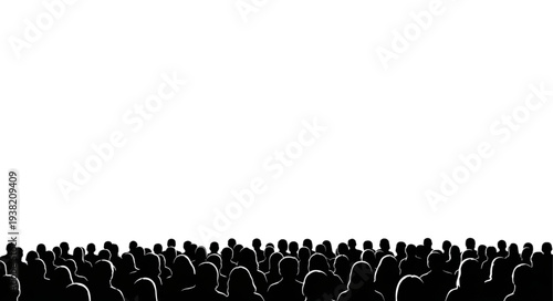 Silhouetted Crowd of People Watching Event.