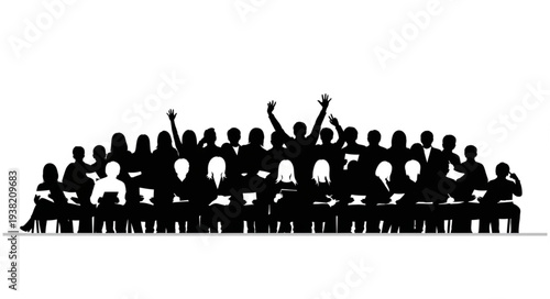 Silhouetted Orchestra Musicians on Stage.