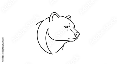 Black line drawing bear head profile.
