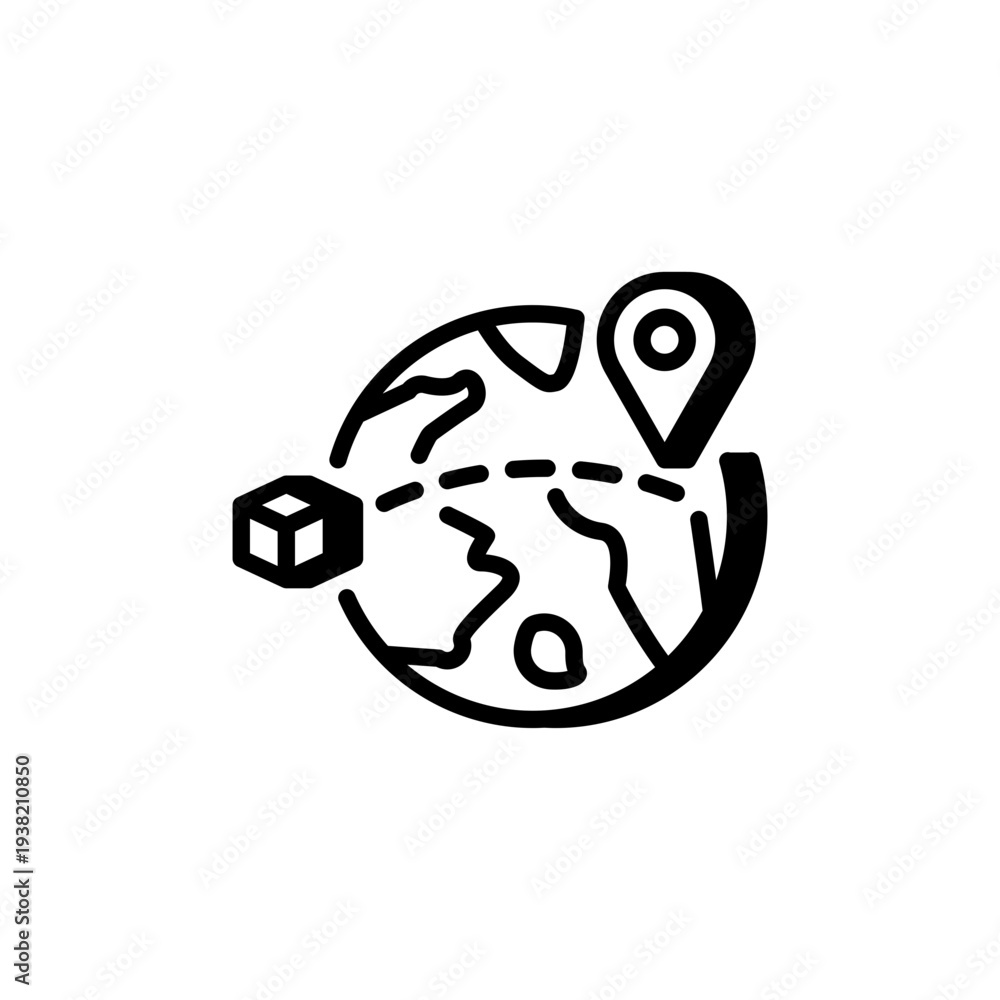 Fototapeta premium Global delivery tracking world map icon