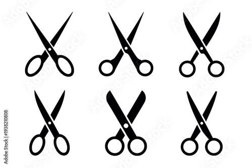 Scissors Icon Vector Set Featuring Cutting Tool Scissor Silhouette Sharp Blade Tailor Craft Office Barber Equipment Vector Symbols