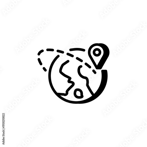 Global delivery route tracking icon