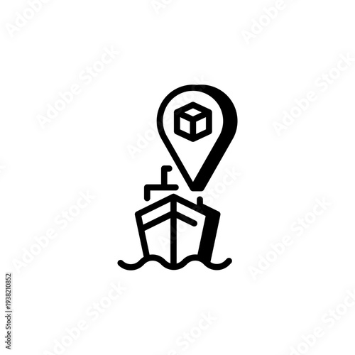 Cargo ship delivery tracking icon