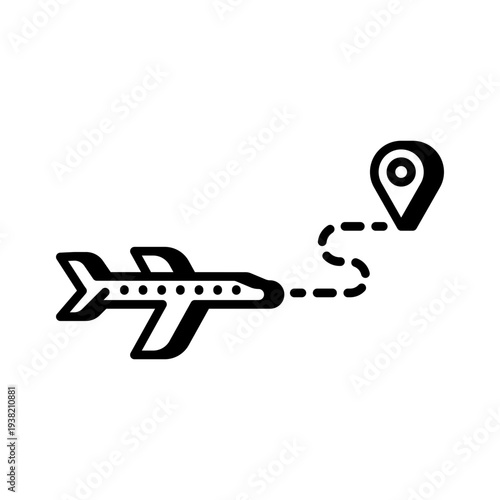 Airplane delivery route logistics icon