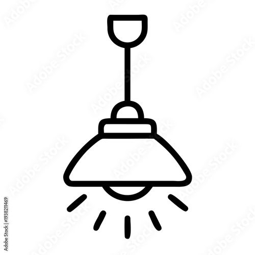 Ceiling pendant lamp line icon hanging lighting fixture illustration isolated on white background
