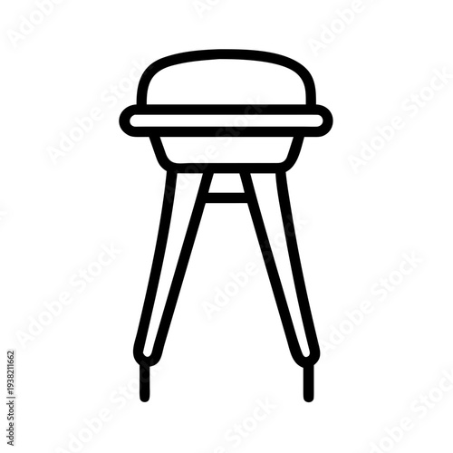 Stool line icon small seating furniture illustration isolated on white background