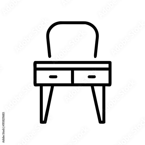 Vanity table line icon makeup desk furniture illustration isolated on white background