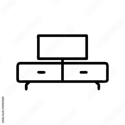 Television stand line icon media console furniture illustration isolated on white background