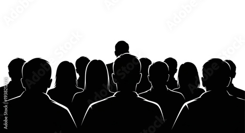 Silhouetted People Standing Together.