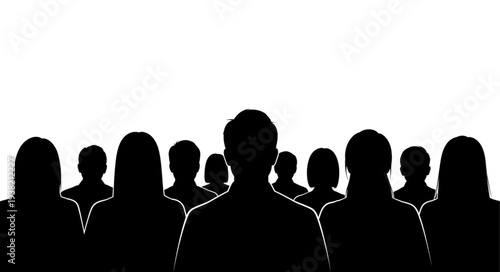 Silhouetted People Standing Together.