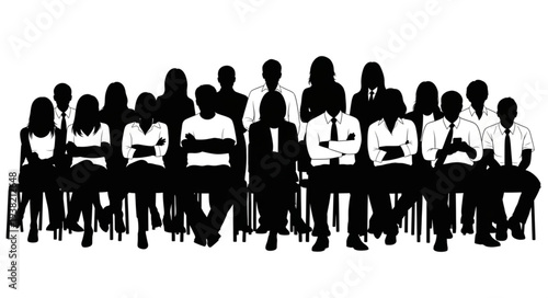 Silhouetted People Sitting in a Row.