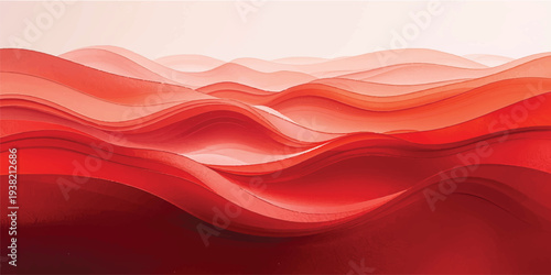 A smooth flowing red silk fabric background with soft pink light and abstract wave motion creates a textured satin textile design