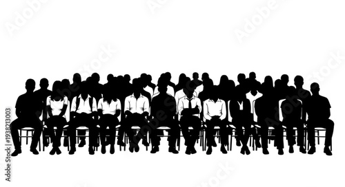 Silhouetted People Sitting in Meeting.