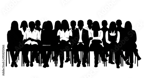 Silhouetted People Sitting in Meeting.